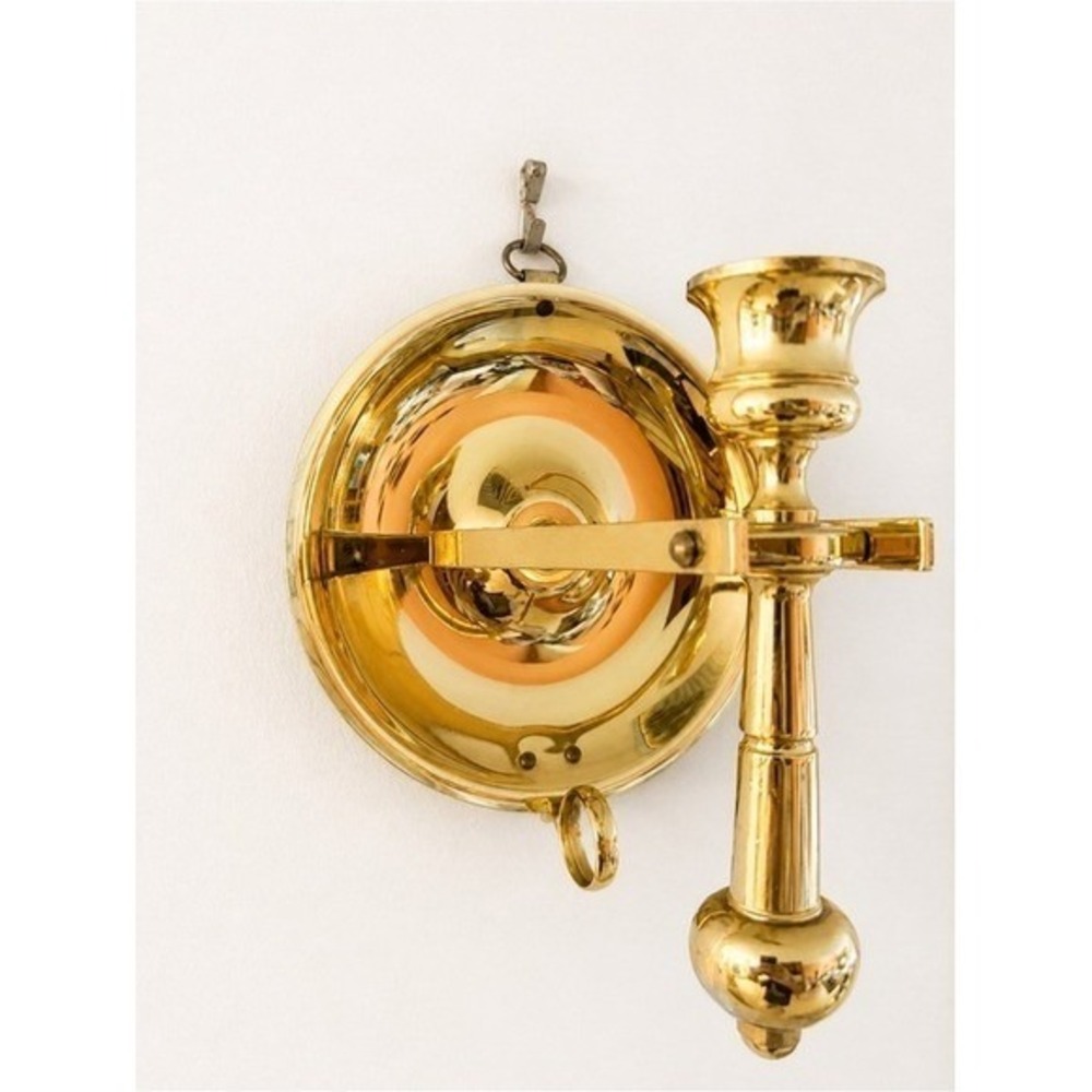 Pair Vintage Baldwin Forged Solid Brass Swing Arm Wall Candle Sconces Reflector